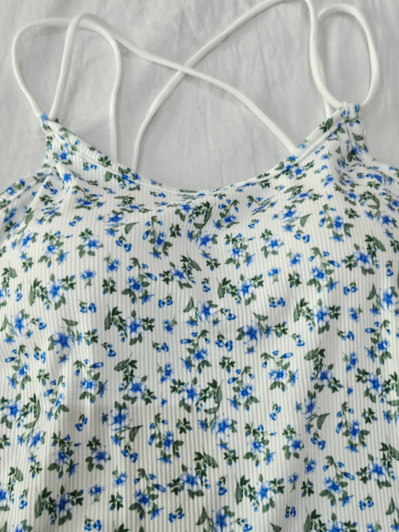 Vestido Floral Angela - MiniVestido tirantes cruzados canalé floral - Image 3